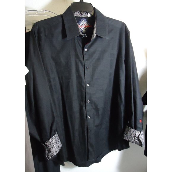 Robert Graham Black 3xl Classic Fit Button Front Shirt Black White Flip Cuffs - Picture 3 of 9